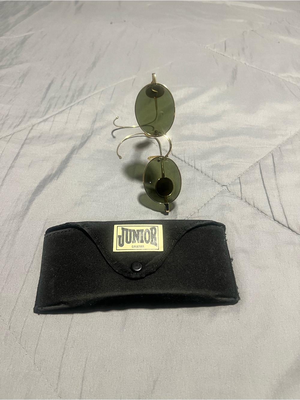 Junior Gaultier Gold Frame Sunglasses with Olive Green Lenses